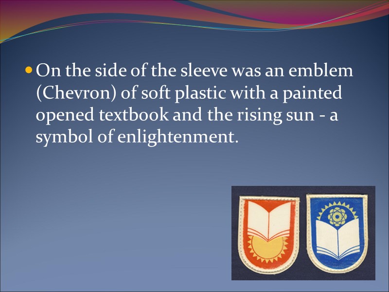 On the side of the sleeve was an emblem (Chevron) of soft plastic with